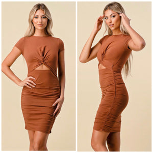 TYRA Ruched cut out dress
