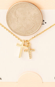 DAINTY double cross necklace