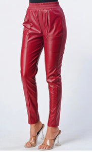 CRYSTAL high waisted faux leather cigarette pants