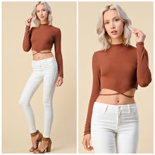 Load image into Gallery viewer, LILLIAN Mock strappy tie back long sleeve top