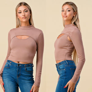 JENNA mock neck two in one top