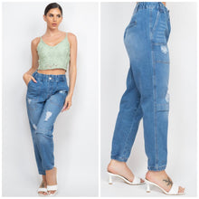 Load image into Gallery viewer, MICHELLE high rise denim joggers