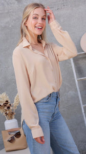 ALL BUSINESS button down blouse