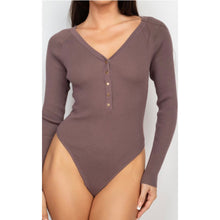 Load image into Gallery viewer, NIKOLE long sleeve button bodysuit in cocoa