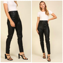 Load image into Gallery viewer, Vegan leather snake print high rise skinny pants