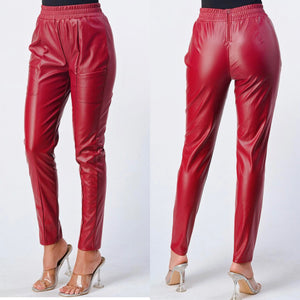 CRYSTAL high waisted faux leather cigarette pants