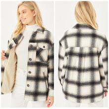 Load image into Gallery viewer, BRIELLA Plaid lined button down shacket