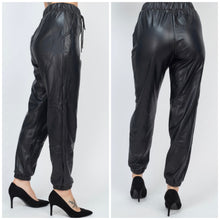 Load image into Gallery viewer, VALERIA Faux leather jogger pant in black