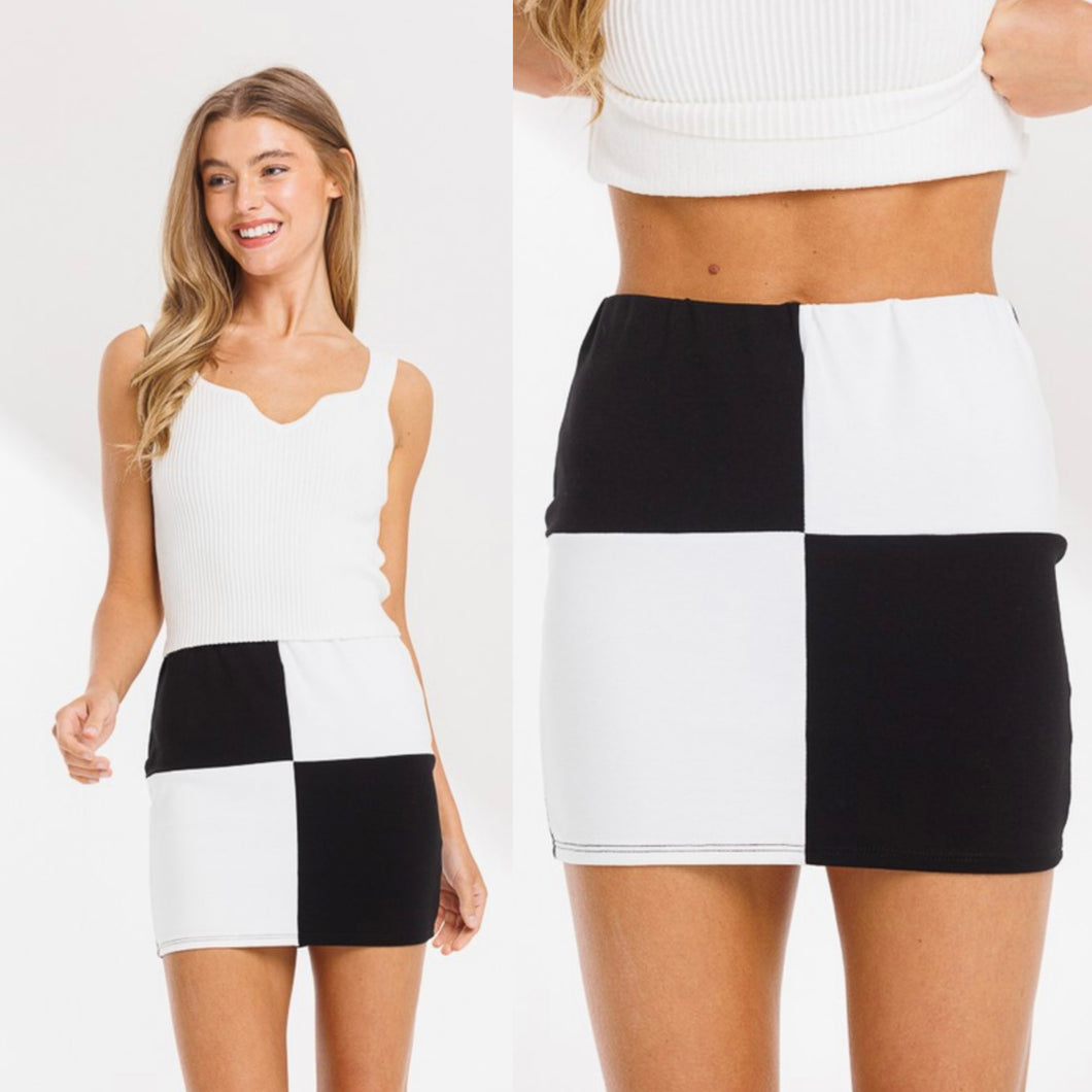 BLOCKED-OFF nylon ponte skirt