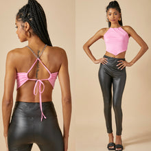 Load image into Gallery viewer, MIA scarf style chain halter top in pink