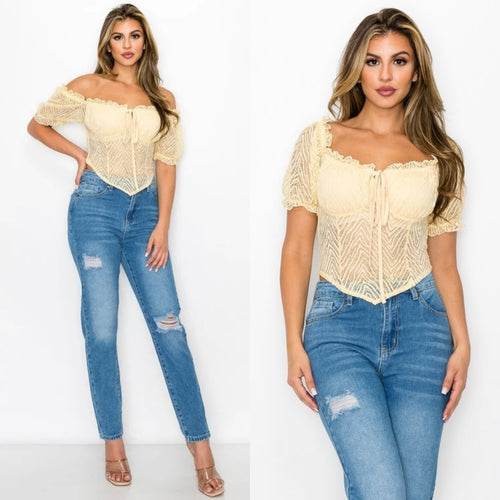 BEATRIZ mesh top in yellow