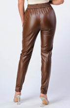 Load image into Gallery viewer, THALIA High waisted drawstring faux leather pants