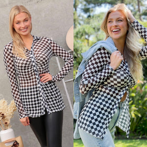 CHECKED OUT checkered mesh top