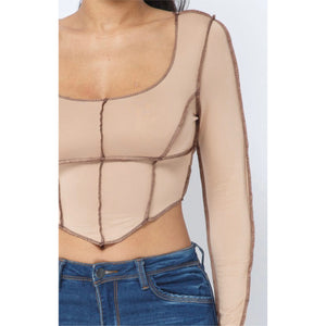 CYNTHIA outstitch crop top in latte