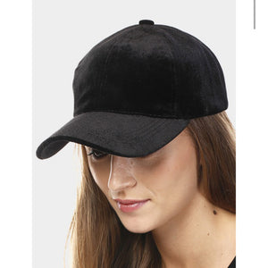 Velvet baseball cap in black or brown