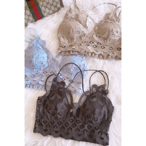 Lace and crochet double strap bralettes