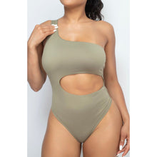Load image into Gallery viewer, OLIVIA cutout one shoulder bodysuit in olive