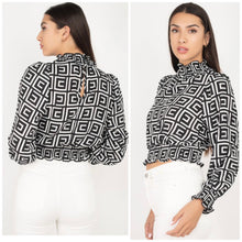 Load image into Gallery viewer, Geometric mock neck top