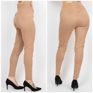 DONNA faux suede lace up detail skinny pants