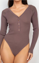 Load image into Gallery viewer, NIKOLE long sleeve button bodysuit in cocoa
