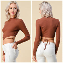 Load image into Gallery viewer, LILLIAN Mock strappy tie back long sleeve top