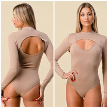 Load image into Gallery viewer, SELENA Cut out shrug bodysuit in taupe