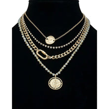 Load image into Gallery viewer, Layered chain glass bead and coin necklace