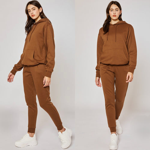 KLARISSA oversized fit jogger set in walnut