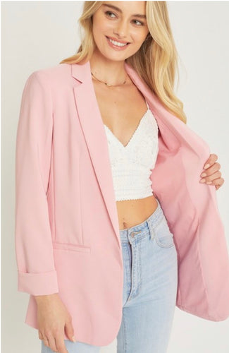 KHLOE double breasted blazer in pink