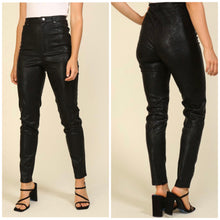 Load image into Gallery viewer, Vegan leather snake print high rise skinny pants